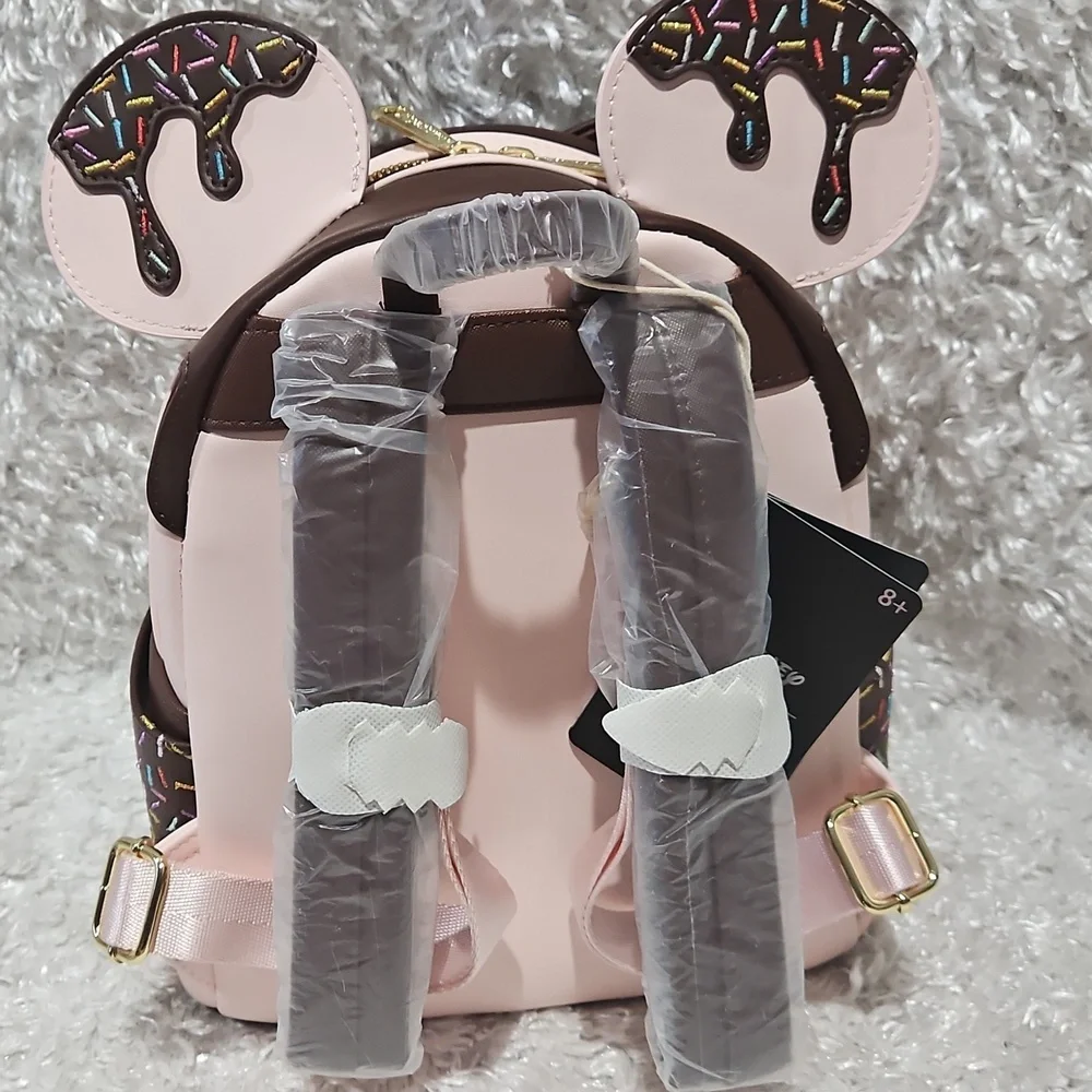 NWT Loungefly Minnie Mouse Chocolate Sprinkle Lolliipop Ears mini backpack - Picture 9 of 12